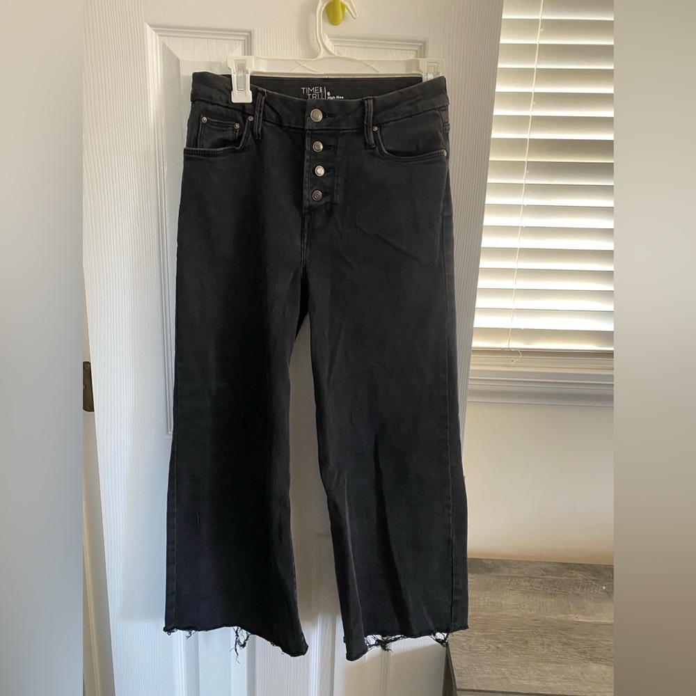 Time and True Black Ankle Wide Leg Jeans